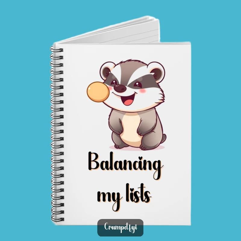 Funny Badger Crumpet Balancing Notebook, Jot Down Ideas with Precision