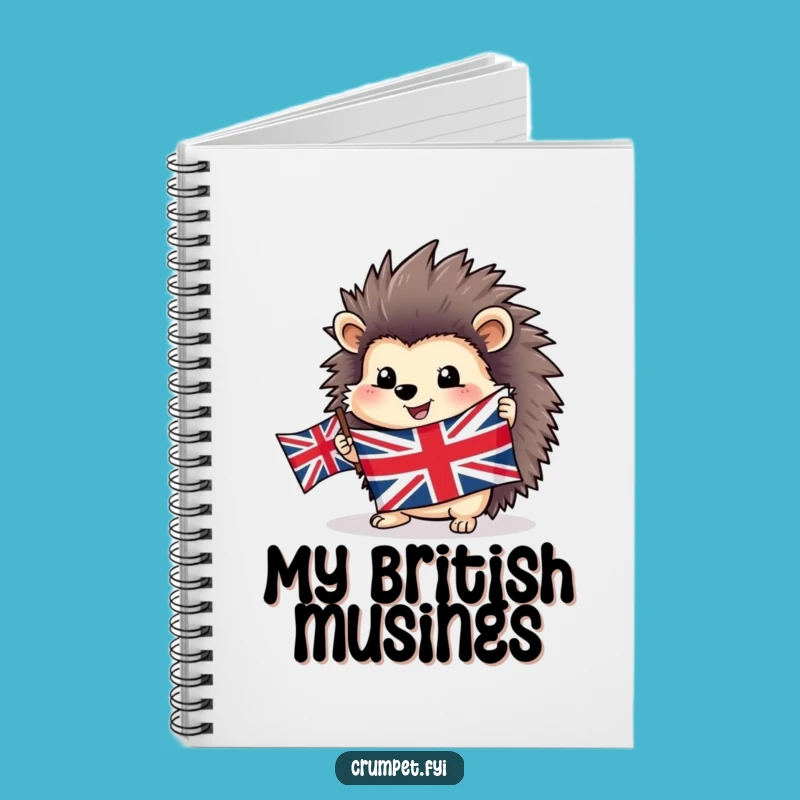 Funny Hedgehog Notebook - Journal Your Thoughts with British Flag Flair