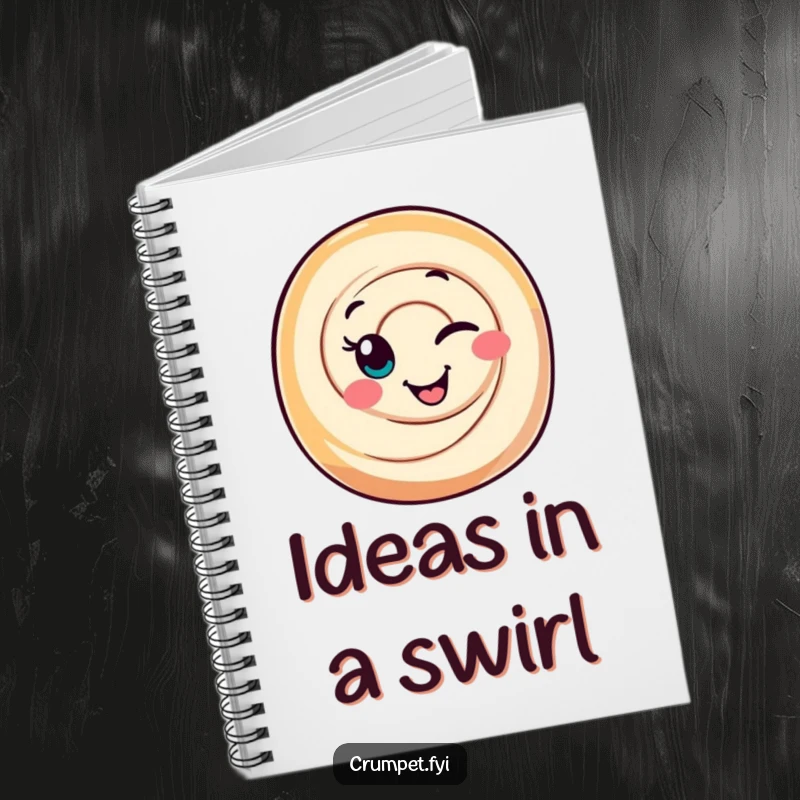 Funny Cinnamon Roll Notebook cover with a smiling, winking character, perfect for jotting down sweet notes with a playful vibe.