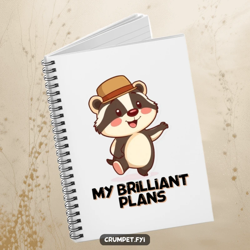 Funny Badger Notebook: A smiling badger wearing a bowler hat taps its foot energetically, perfect for jotting down dapper ideas.