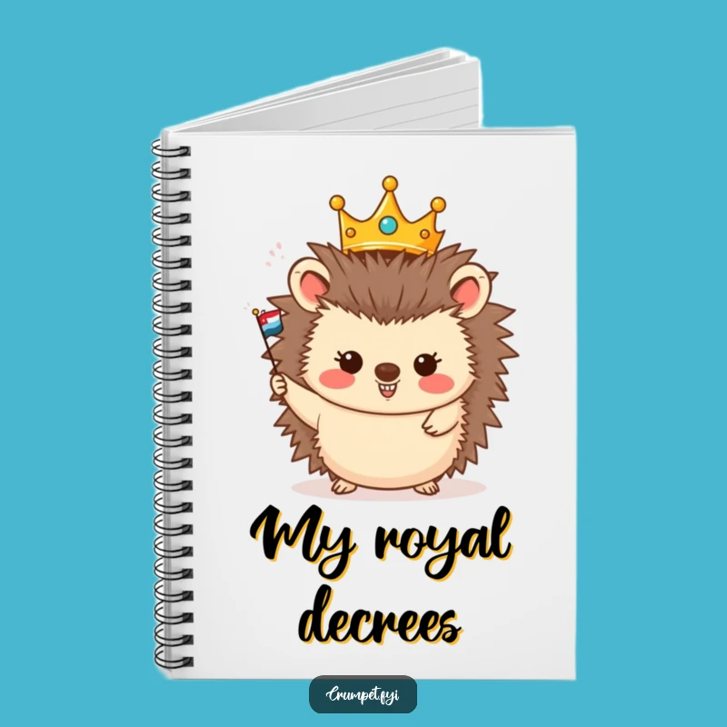 Funny Hedgehog King Notebook, Jot Down Royal Ideas with Cheer