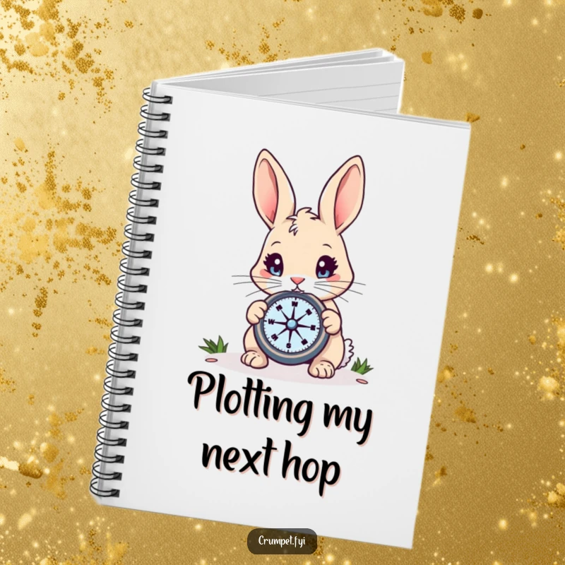 Funny Rabbit Notebook: A curious rabbit with bright eyes examines a compass, perfect for jotting notes and a great funny gift.