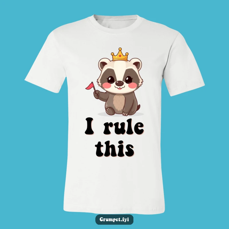 Funny Badger Crown Flag T-Shirt: Royal Woodland Spirit Tee