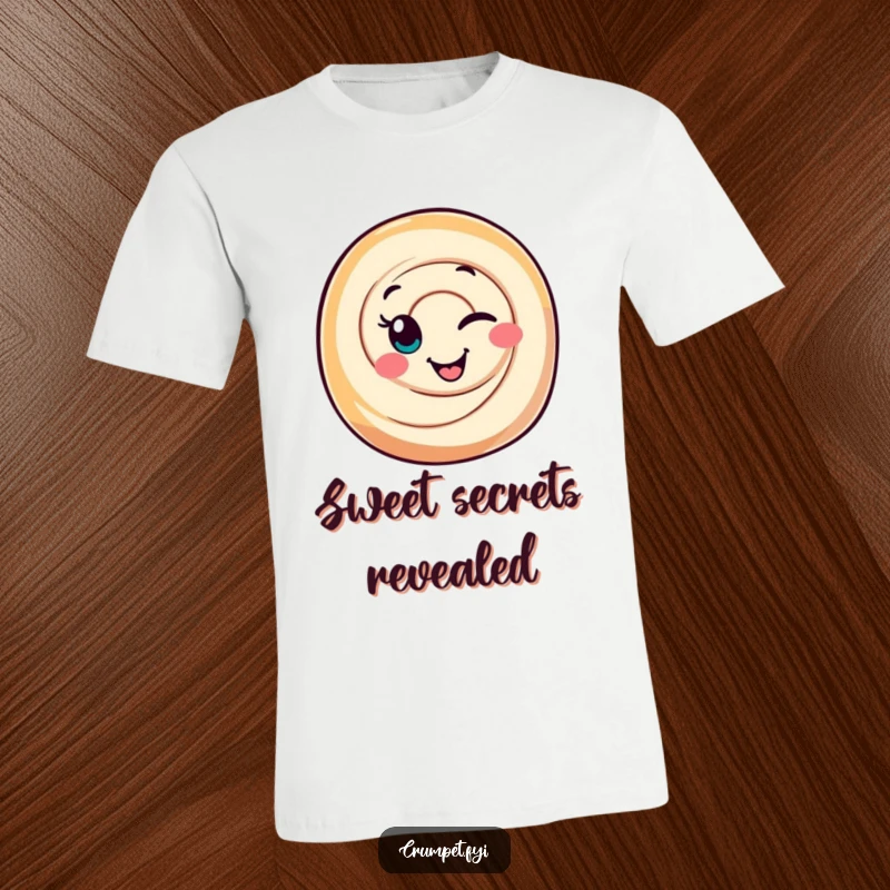 Funny Cinnamon Roll T-Shirt featuring a smiling character with a playful wink, perfect for showing off sweet and mischievous personality.
