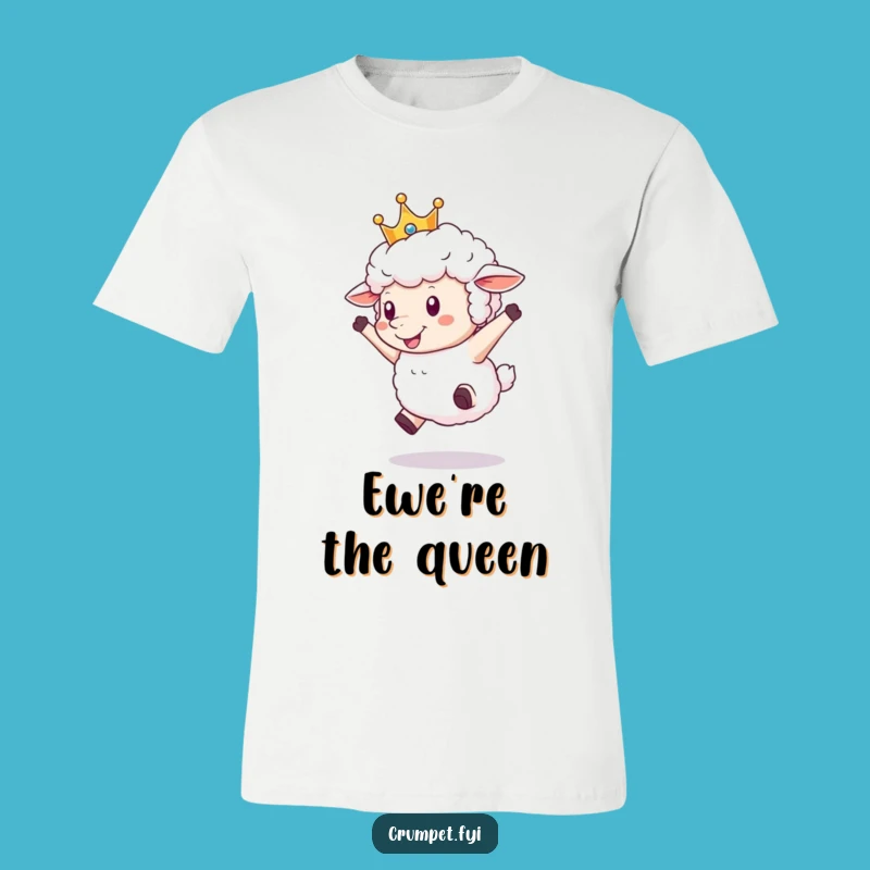 Funny Crowned Sheep T-Shirt: Joyful Leaping Sheep Design, Ideal Funny Gift