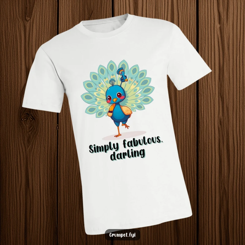 Funny Peacock T-Shirt: A strutting peacock proudly displays its colorful tail, a bold statement of confidence and a fantastic funny gift.
