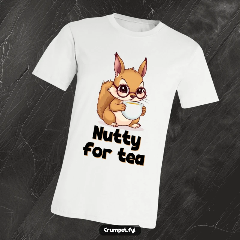 Funny Squirrel T-Shirt featuring a distinguished squirrel wearing a monocle, calmly sipping tea from a tiny teacup.