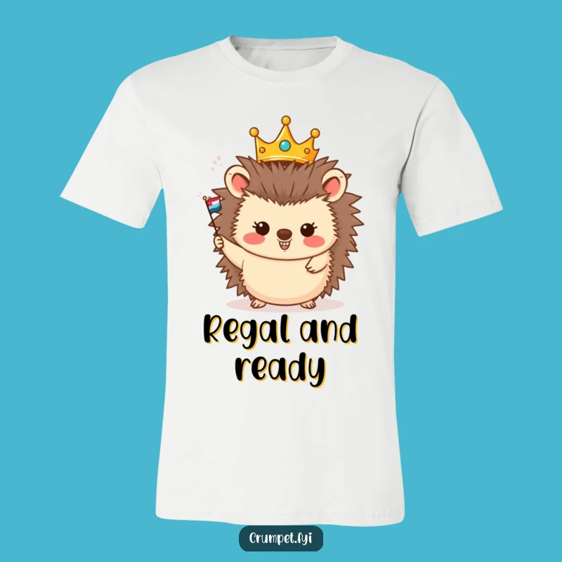 Funny Hedgehog King T-Shirt, Crown Your Day with Cheerful Style
