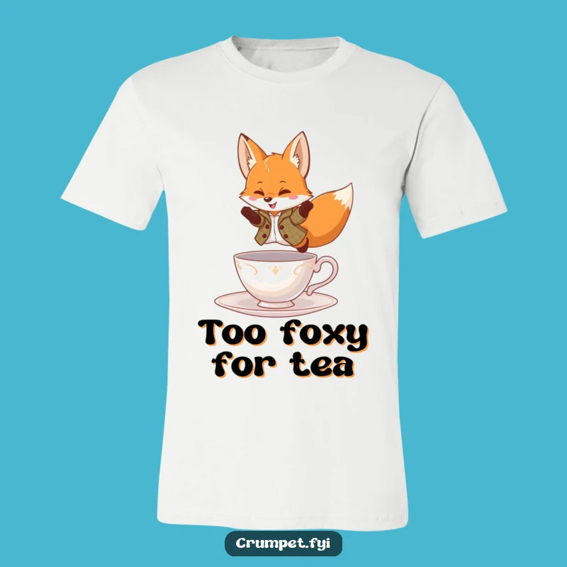 Funny Fox T-Shirt - Dapper Tweed Jacket Leaping Teacup, Quirky Style Tee, Funny Gift