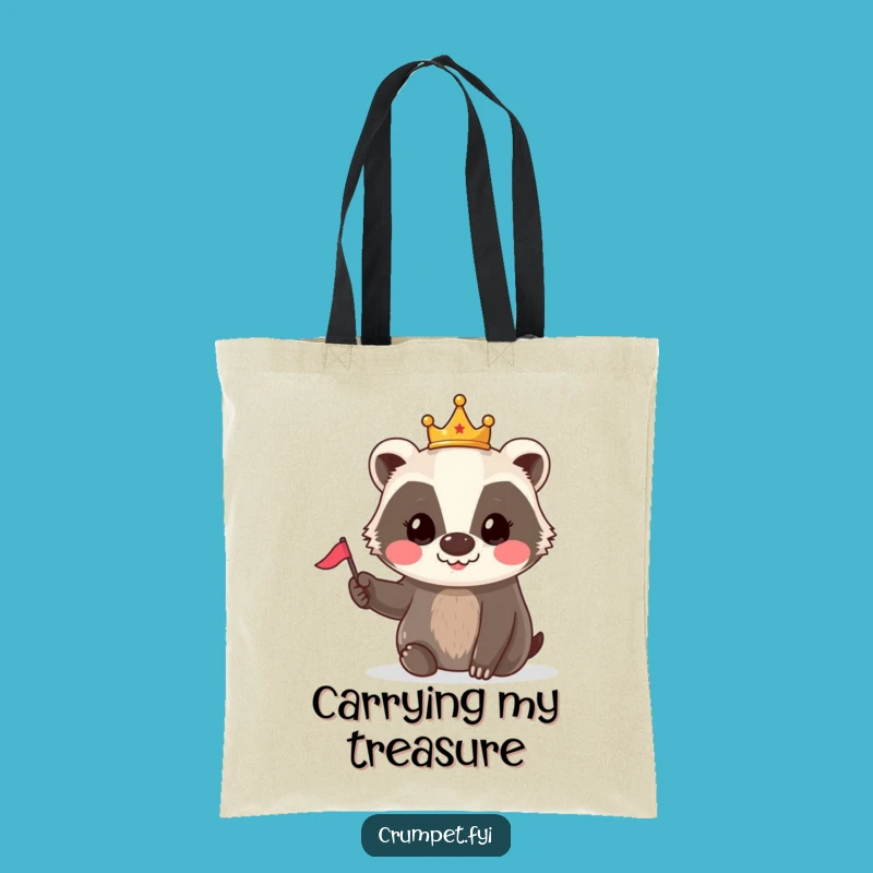 Funny Badger Crown Flag Tote Bag: Carry Your Royal Charm