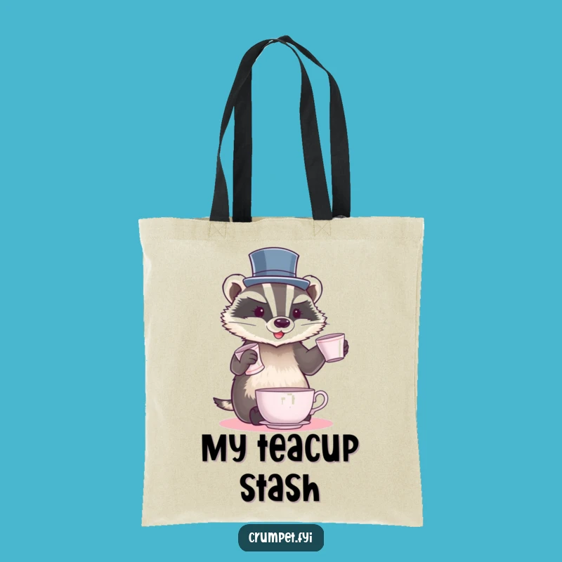 Funny Badger Juggling Tote Bag: Teacup Acrobat Art, Perfect Funny Gift