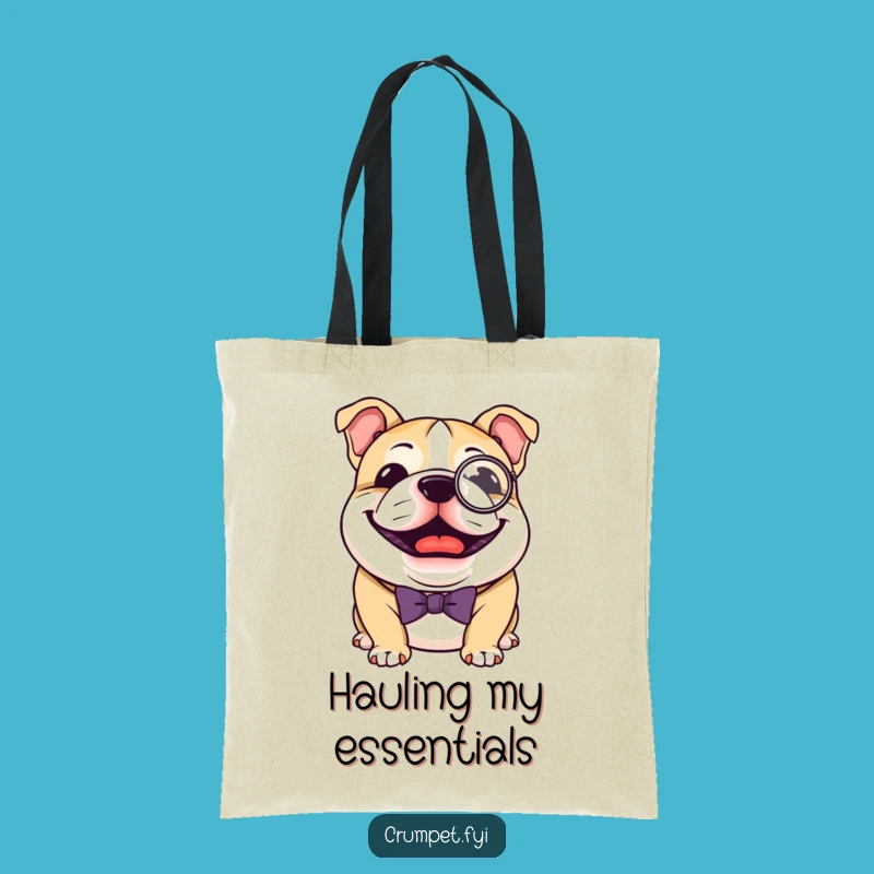 Funny Bulldog Monocle Tote Bag: Carry Your Essentials with Dapper Charm and Humor