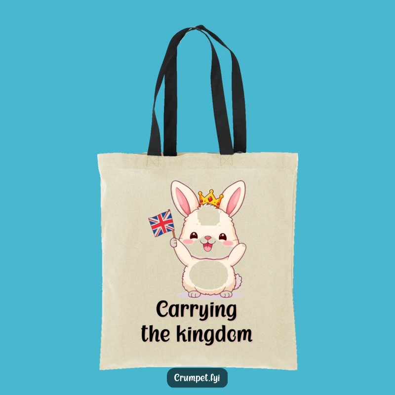 Funny Bunny Tote Bag: Adorable Royal British Flag Carryall, Great Gift