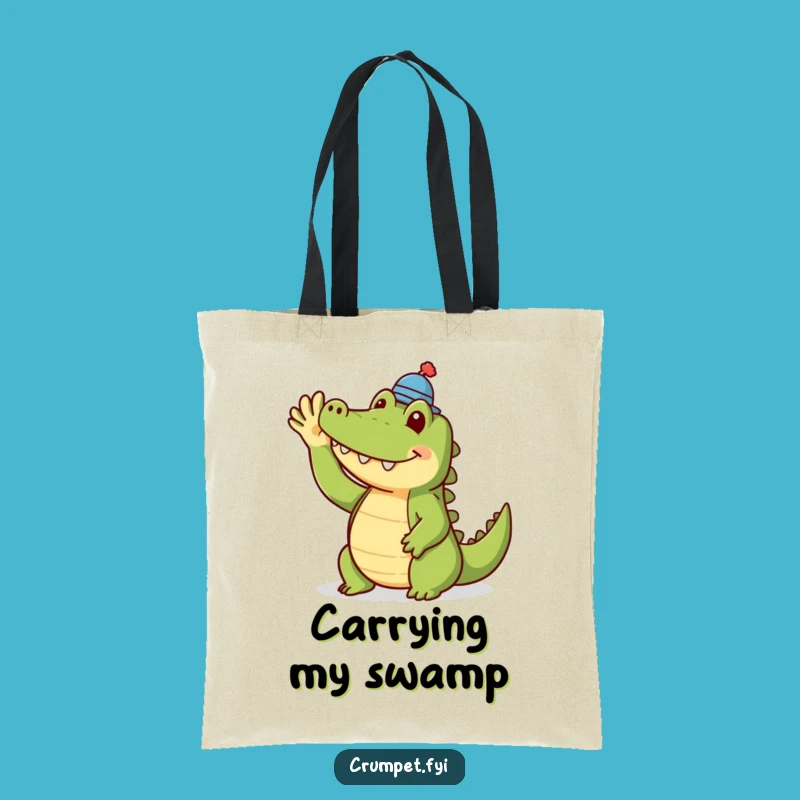 Funny Crocodile Tote Bag: Stylish & Waving Accessory, Perfect Humorous Gift