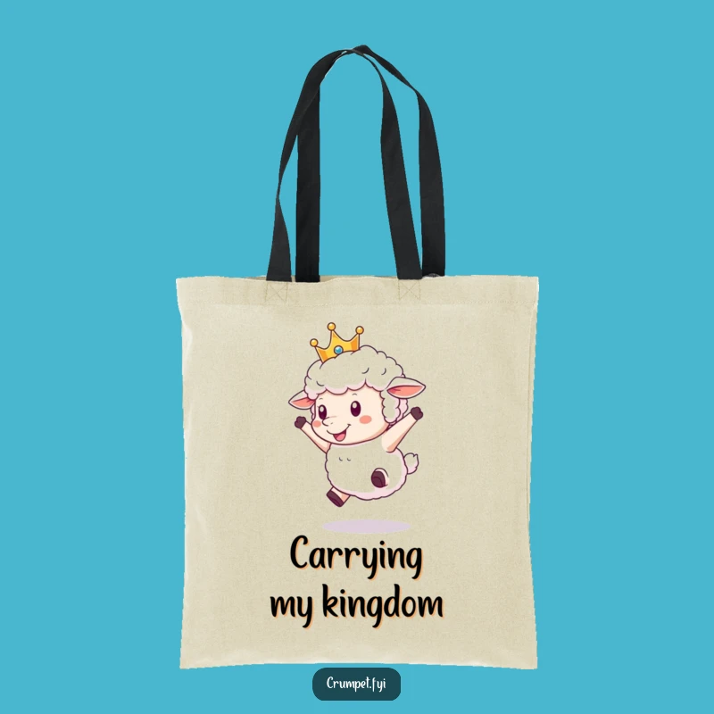 Funny Crowned Sheep Tote Bag: Joyful Leaping Sheep Art, Perfect Funny Gift