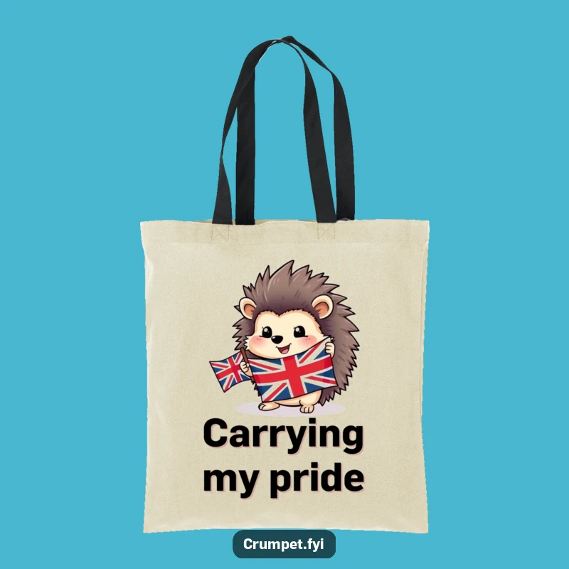 Funny Hedgehog Tote Bag - Patriotic Union Jack Carryall for Everyday Joy