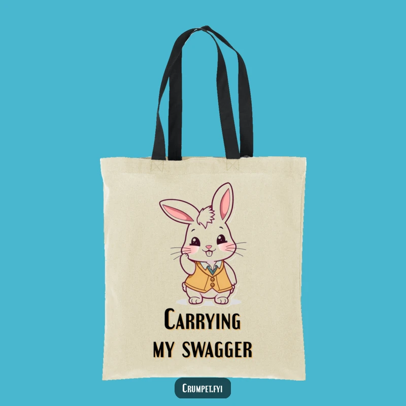 Funny Rabbit Waiter Tote Bag: Playful Design, Cheeky Grin, Excellent Funny Gift!