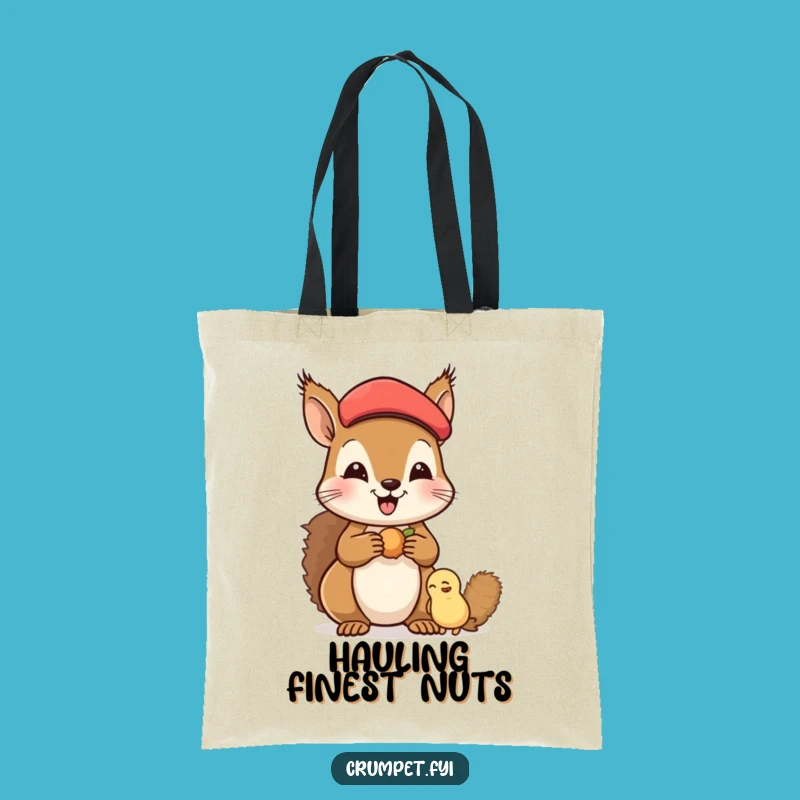 Funny Squirrel Tote Bag: Carry Your Goodies with Beret Buddy Sharing!